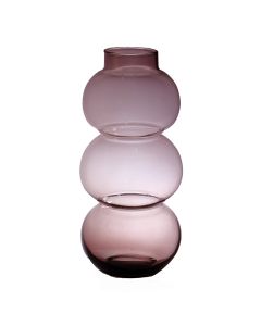 Round Trio Low Neck Mouthblown Recycled Vase purple h40 d16