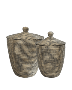 Wicker Basket w. lid set of 2