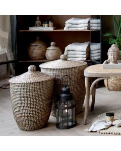 Wicker Basket w. lid set of 2