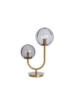 Table lamp 2L E14 33x18x43 cm MAGDALA glass light grey+gold