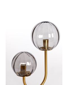 D - Table lamp 2L E14 33x18x43 cm MAGDALA glass light grey+gold