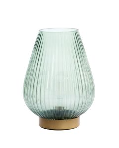 Table lamp LED Ø21x28 cm TAJERA glass dark green+gold