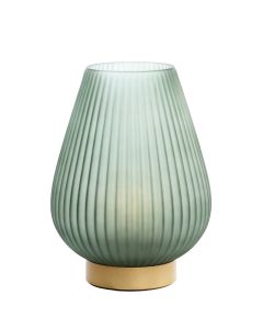 Table lamp LED Ø21x28 cm TAJERA glass matt dark green+gold