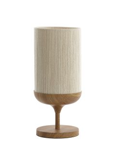 A - Table lamp Ø22,5x50 cm DANIA wood print natural+rope cream