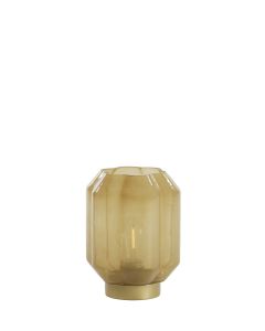 Table lamp LED Ø13x16,5 cm YVIAS glass milky light yellw+gld