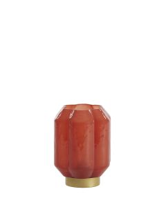 A - Table lamp LED Ø13x16,5 cm YVIAS glass milky brick red+gold