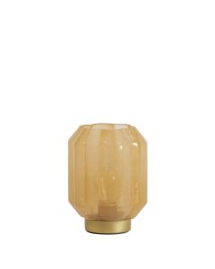 Table lamp LED Ø13x16,5 cm YVIAS glass milky orange+gold