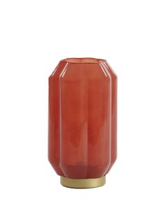 Table lamp LED Ø15x27 cm YVIAS glass milky brick red+gold