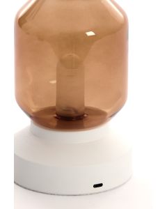 A - Table lamp LED Ø11x19 cm MEREY glass brown+cream