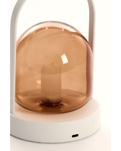 A - Table lamp LED Ø12x19 cm YEREMI glass brown+cream