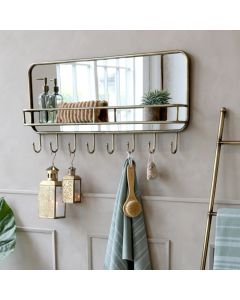 Mirror w. shelf & 8 hooks