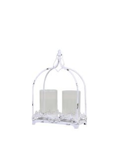 Lantern w. 2 holders for candle & decor