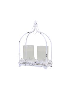 Lantern w. 2 holders for candle & decor