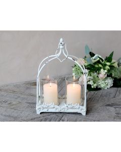 Lantern w. 2 holders for candle & decor