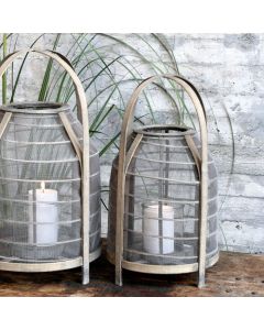 Wicker Lantern w. mesh