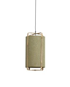 Hanging lamp Ø27x56 cm SENDAI green+bamboo natural