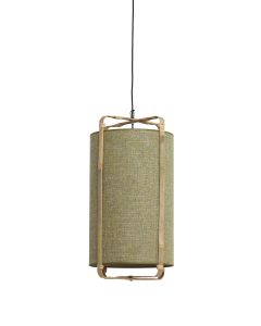 Hanging lamp Ø32x60 cm SENDAI green+bamboo natural