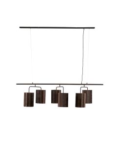 Hanging lamp 6L 160x50x25 cm EDISA velvet d brown+matt black