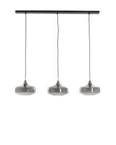 Hanging lamp 3L 120x30x21 cm SOLNA antiq bronze+smoked glass