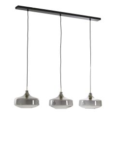 Hanging lamp 3L 120x30x21 cm SOLNA antiq bronze+smoked glass