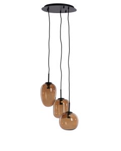 A - Hanging lamp 3L E14 Ø30x23 cm MEZZA glass brown
