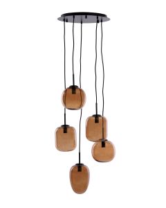 Hanging lamp 5L E14 Ø45x23 cm MEZZA glass brown