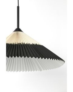 Hanging lamp Ø60x23 cm PLEATED black+natural