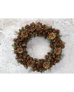 Fleur Wreath of cones w. fir & glitter