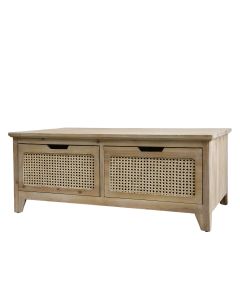 Coffee Table w. 4 French wicker drawers