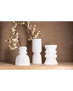 Elin Lines Planter Ceramic white h40 d16