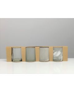 Kraft-Box Tealightholder white-frost h9 d8x33cm (set of 4)