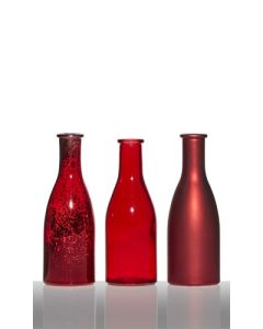 Metallic Bottle Vase red h18,5 d20x6,6 (set of 3)