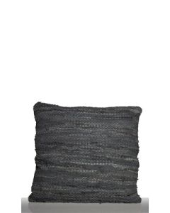 Woven Leather Cushion grey 60x60cm