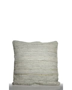 Woven Leather Cushion grey 60x60cm