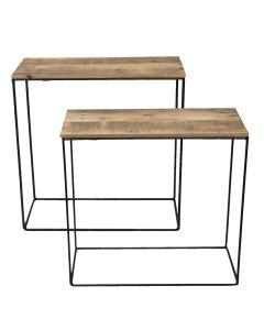 Side table reclaimed wood 60x25x65 cm / 55x22x56 cm (2) - set (2) 