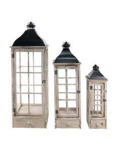 Lantern 33x33x98 / 25x25x78 / 17x17x58 cm (3) - set (3)