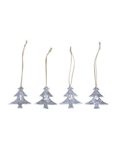 Christmas Tree w. advent numbers set of 4