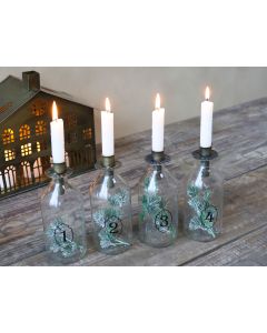 Advent Bottles w. candleholder set of 4