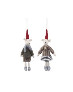 Asger & Agnes Christmas Mice w. magnet set of 2