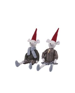 Asger & Agnes Christmas Mice seated set of 2