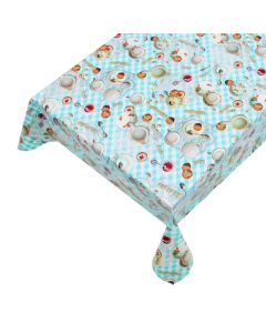 Tea Time Pvc Tablecloth blue 140cmx20mtr