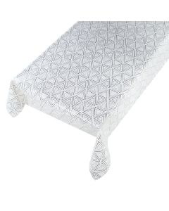 Jacquard Grid Pvc Tablecloth white 140cmx2,4mtr