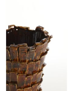 Vase deco 27,5x27x34 cm BANYA ceramics shiny dark brown