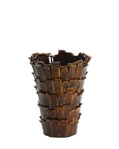 Vase deco 27,5x27x34 cm BANYA ceramics shiny dark brown