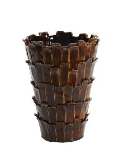 Vase deco Ø33x43 cm BANYA ceramics shiny dark brown