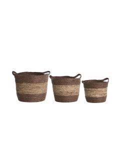 Basket S/3 max Ø40x40 cm KILKEE brown red-terra