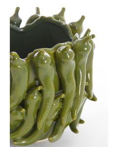 Vase deco 25,5x24,5x20,5 cm PEPPER ceramics dark green