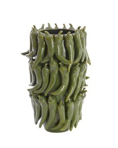 Vase deco 26,5x25x39 cm PEPPER ceramics dark green