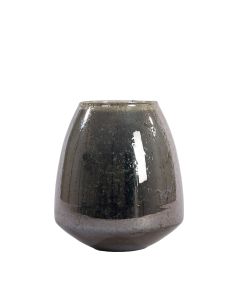 Vase Ø21,5x25 cm FIRA glass stone finish silver+smoked