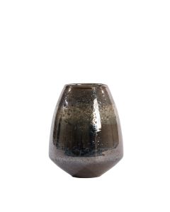 Vase Ø18x21,5 cm FIRA glass stone finish silver+smoked